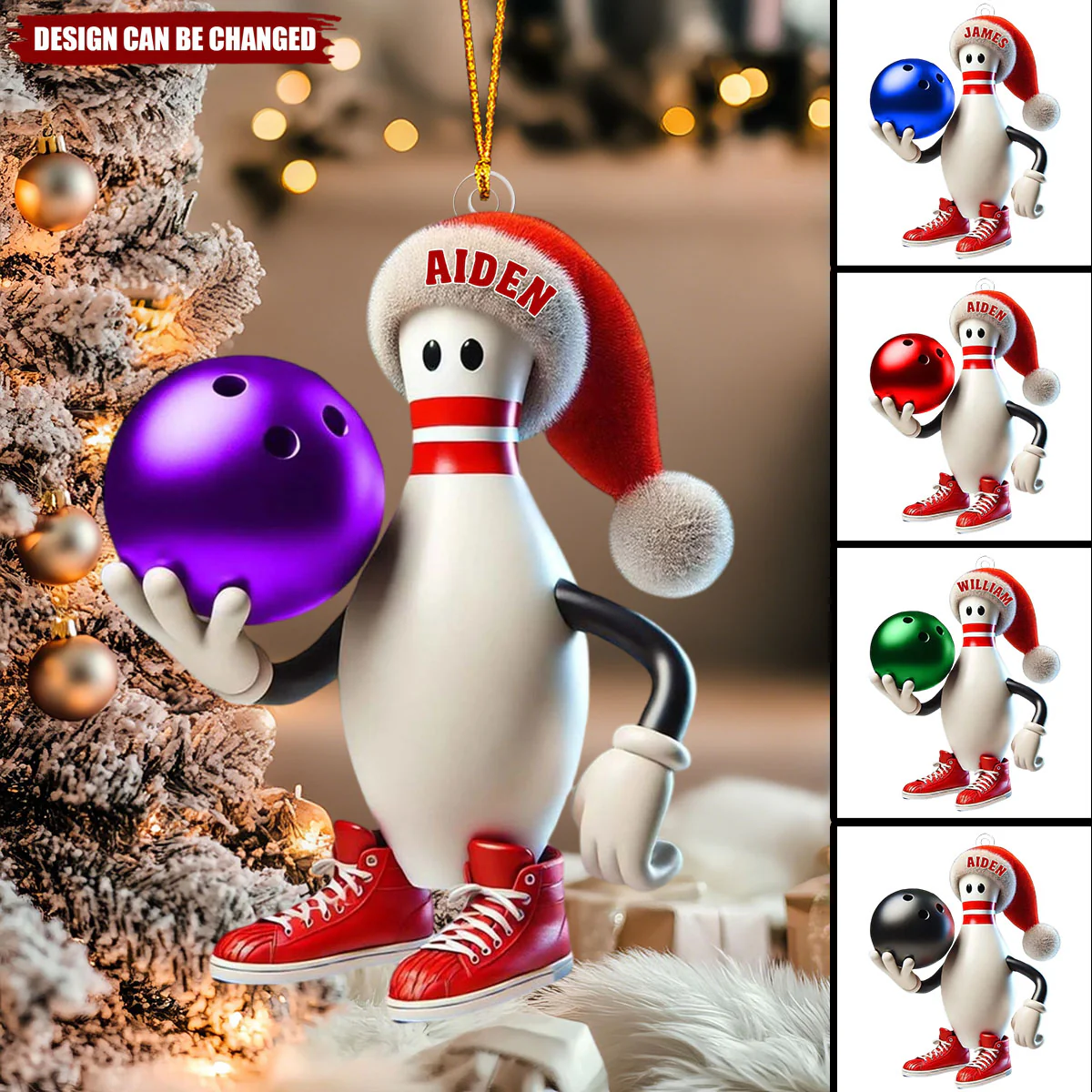 Personalized Custom Name Bowling Christmas Ornament, Gift For Bowling Lover - Image 4