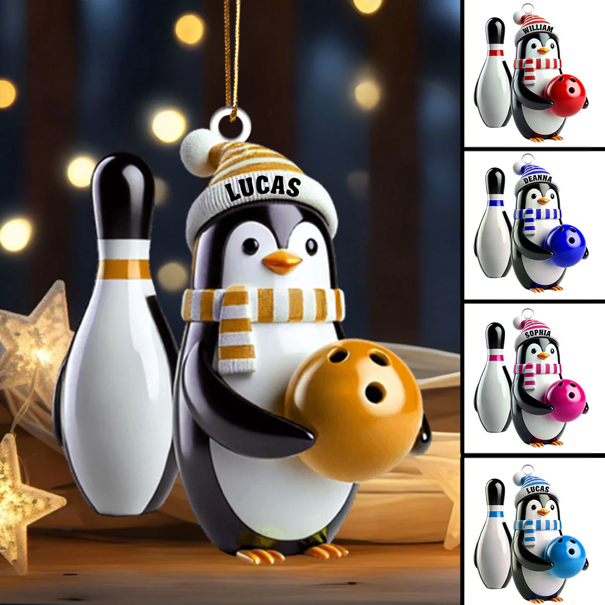 Personalized Custom Name Bowling Ornament, Bowling Lover Christmas Gift - Image 2