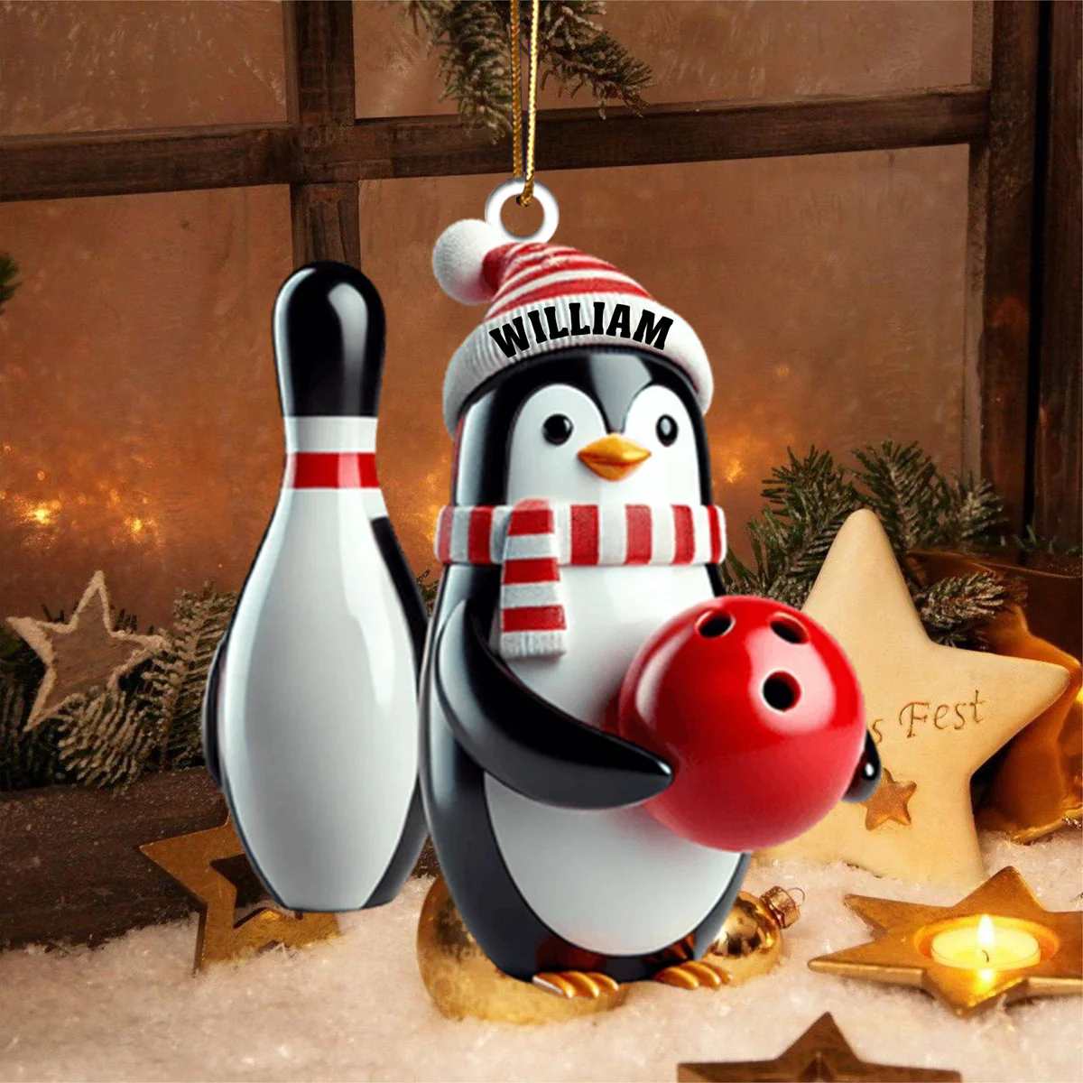 Personalized Custom Name Bowling Ornament, Bowling Lover Christmas Gift - Image 3