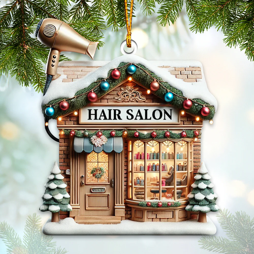 Personalized Custom Name Hair Salon Ornament, Hair Salon Christmas Decoration - Image 10
