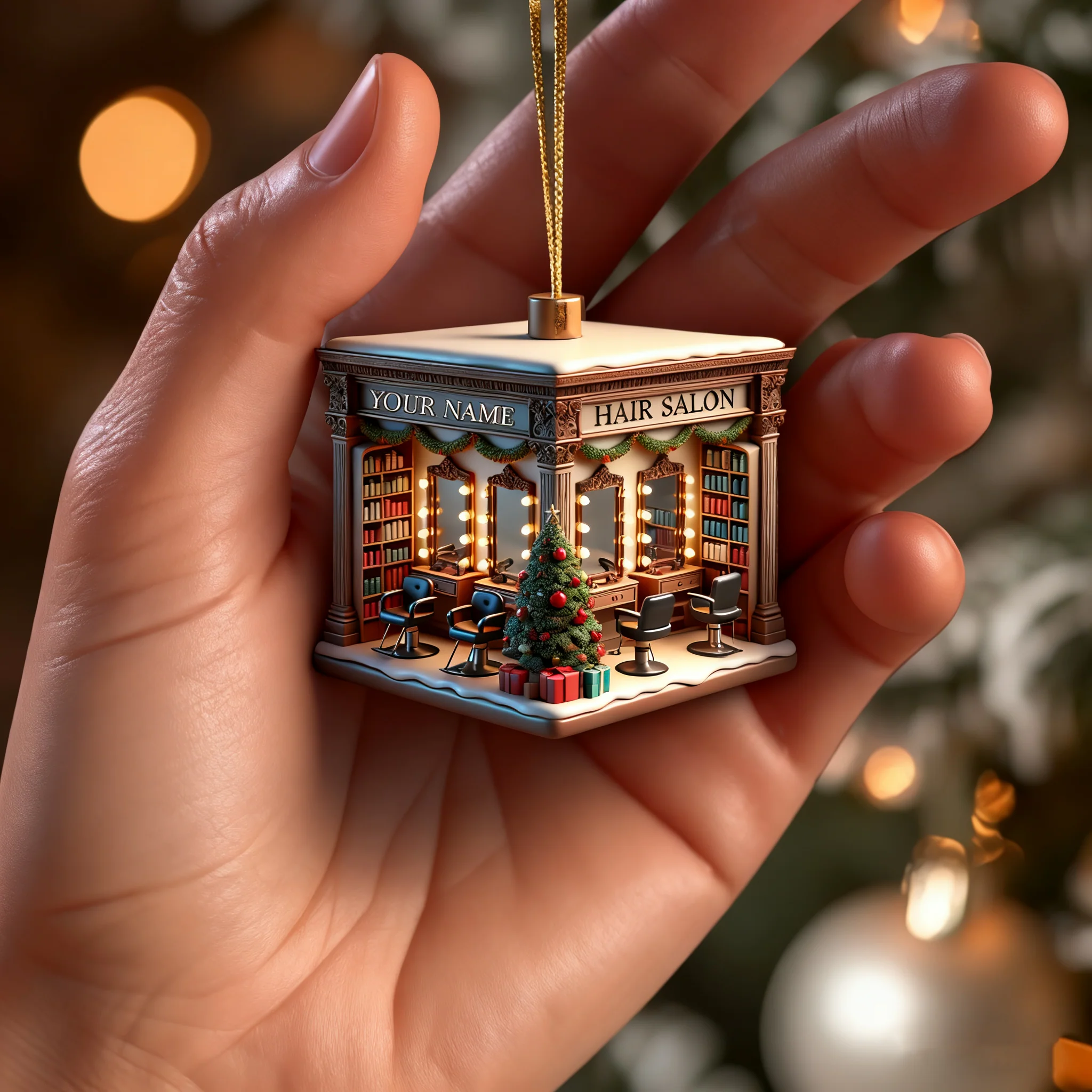 Personalized Custom Name Hair Salon Ornament, Hair Salon Christmas Decoration - Image 11