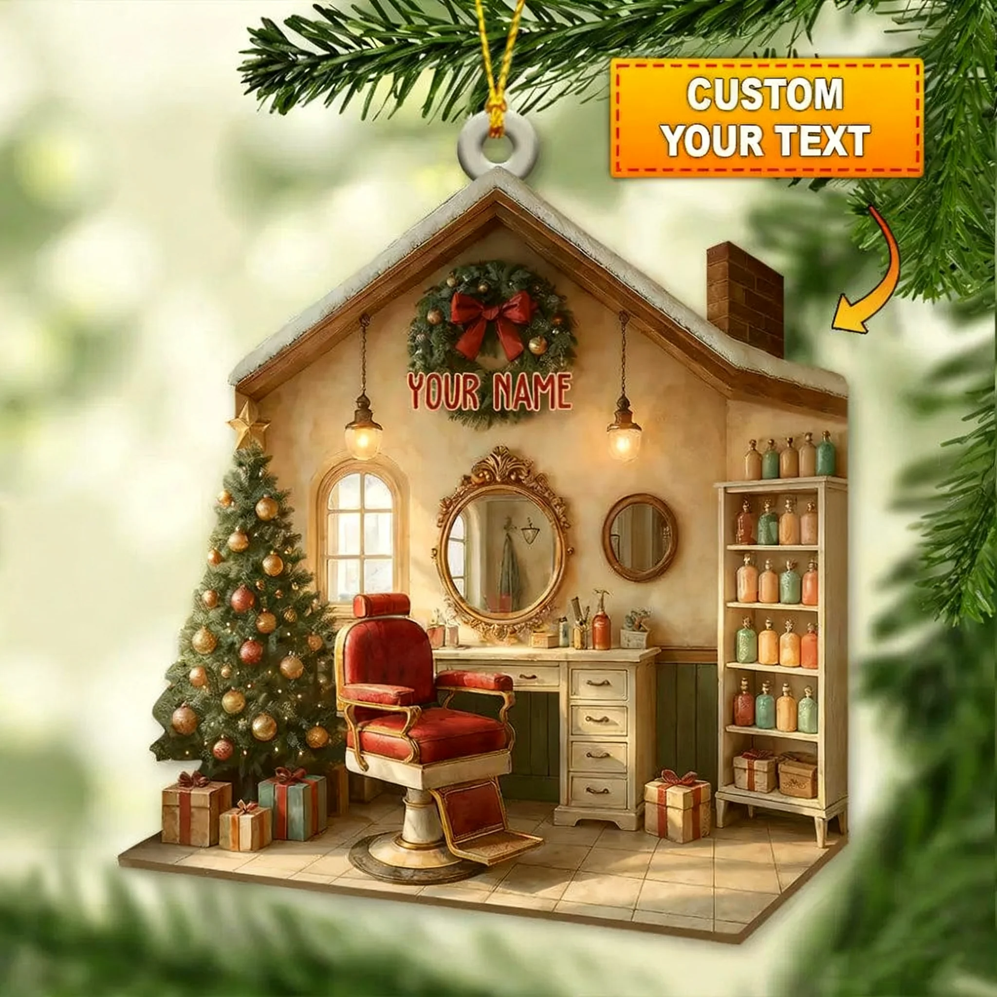 Personalized Custom Name Hair Salon Ornament, Hair Salon Christmas Decoration - Image 9