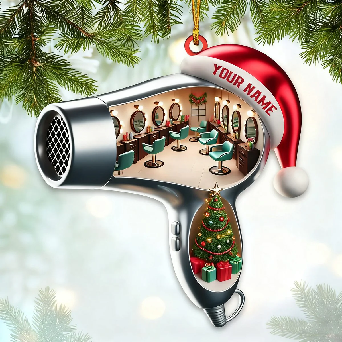 Personalized Custom Name Hairdresser Ornament, Hair Salon Christmas Decoration - Image 4