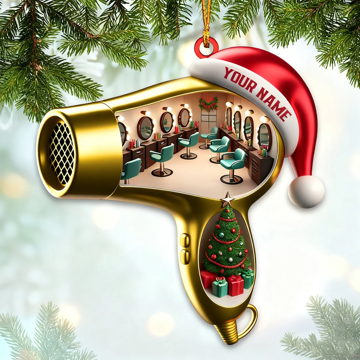 Personalized Custom Name Hairdresser Ornament, Hair Salon Christmas Decoration - Image 5