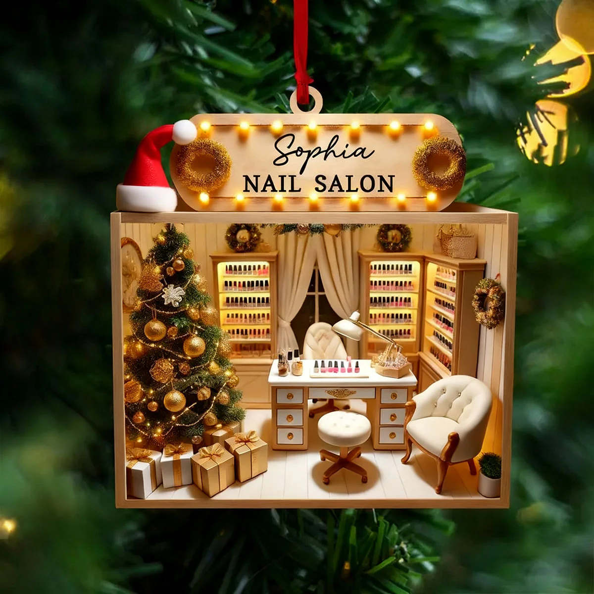 Personalized Custom Name Nail Salon Ornament, Nail Salon Christmas Decoration - Image 13