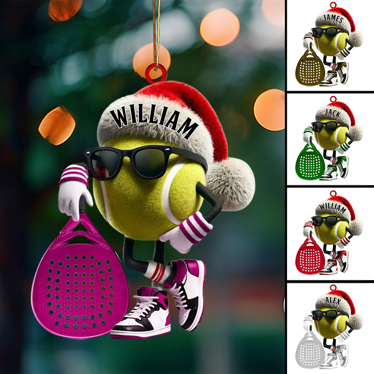 Personalized Custom Name Padel Ornament, Tennis Ornament, Christmas Gift for Tennis Lover - Image 4