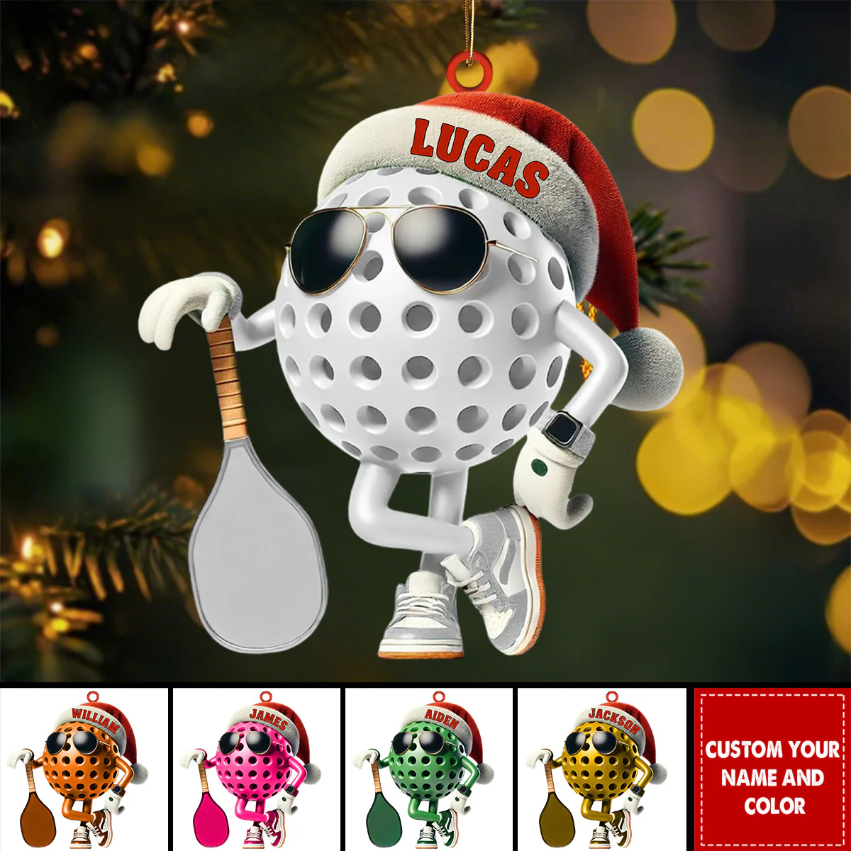 Personalized Custom Name Pickle Ball Ornament, Christmas Gift Decoration - Image 5