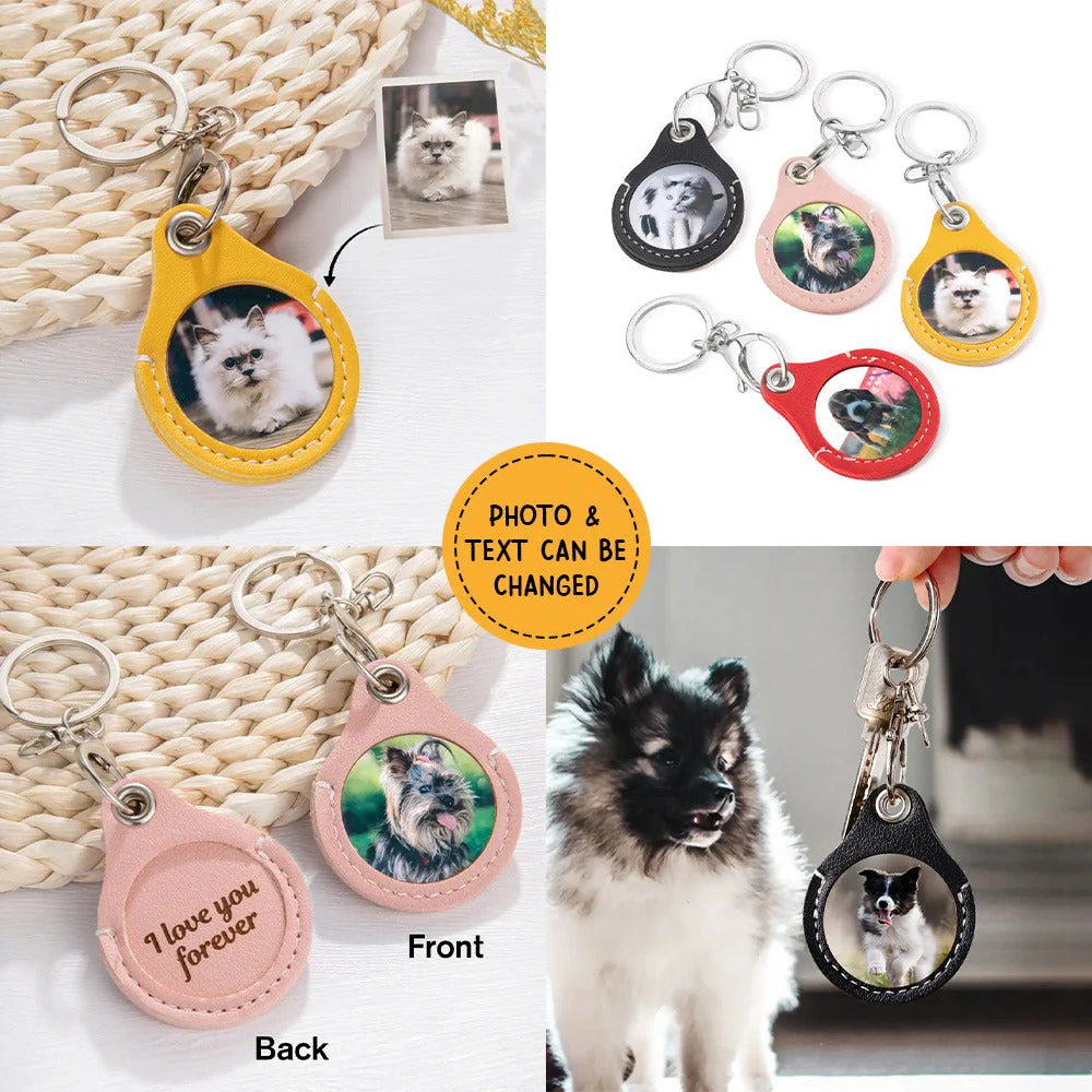 Personalized Custom Pet Photo Leather Keychain Gift for Pet Lover/Owner - Image 2
