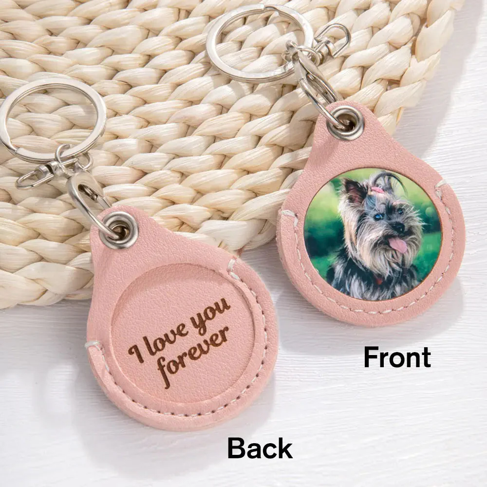 Personalized Custom Pet Photo Leather Keychain Gift for Pet Lover/Owner - Image 3