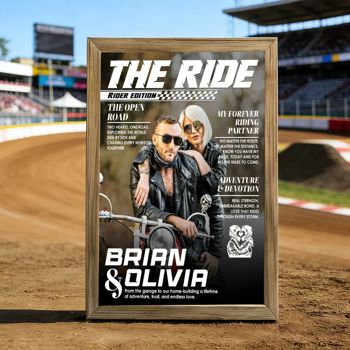 Personalized Custom Photo Biker Couple Magazine Cover Poster, Anniversary Gift for Riders, Motorcycle Couple - Image 2