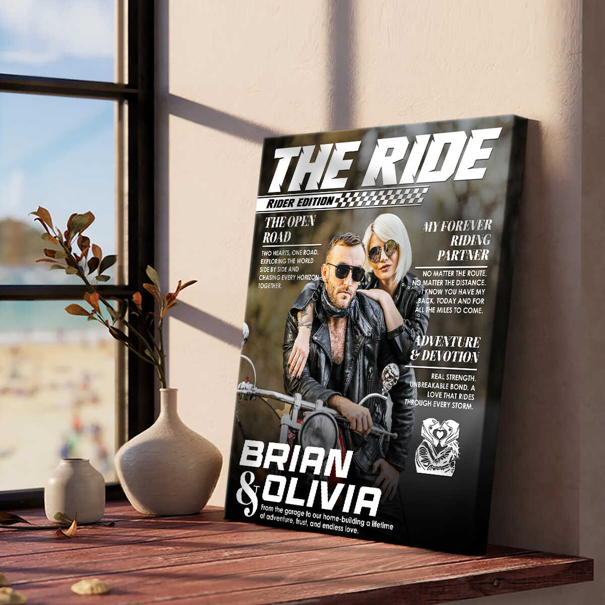 Personalized Custom Photo Biker Couple Magazine Cover Poster, Anniversary Gift for Riders, Motorcycle Couple - Image 3
