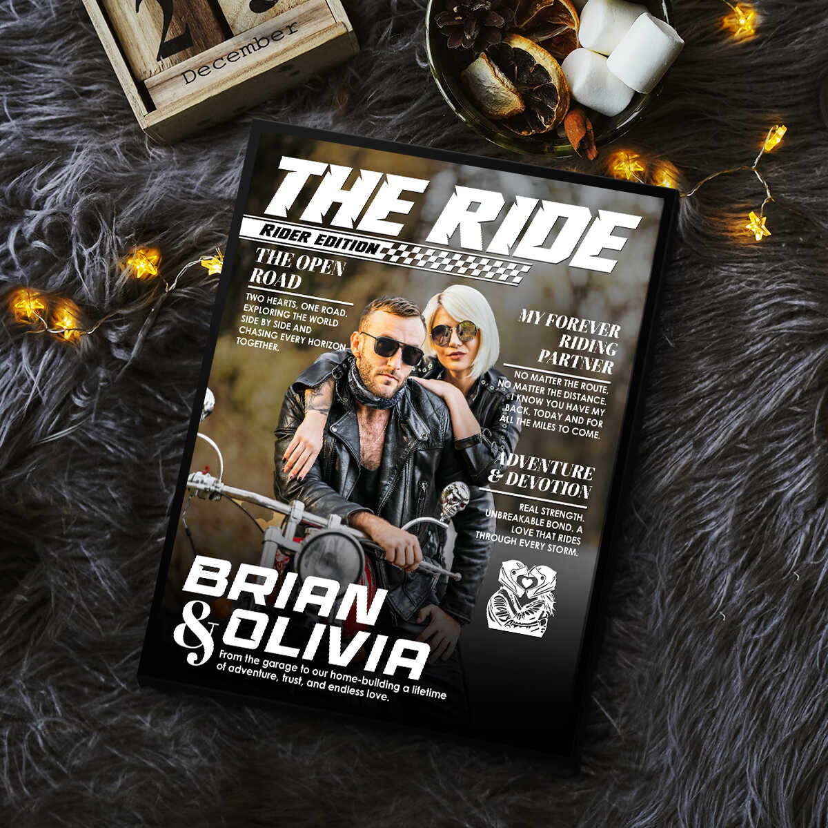 Personalized Custom Photo Biker Couple Magazine Cover Poster, Anniversary Gift for Riders, Motorcycle Couple - Image 5