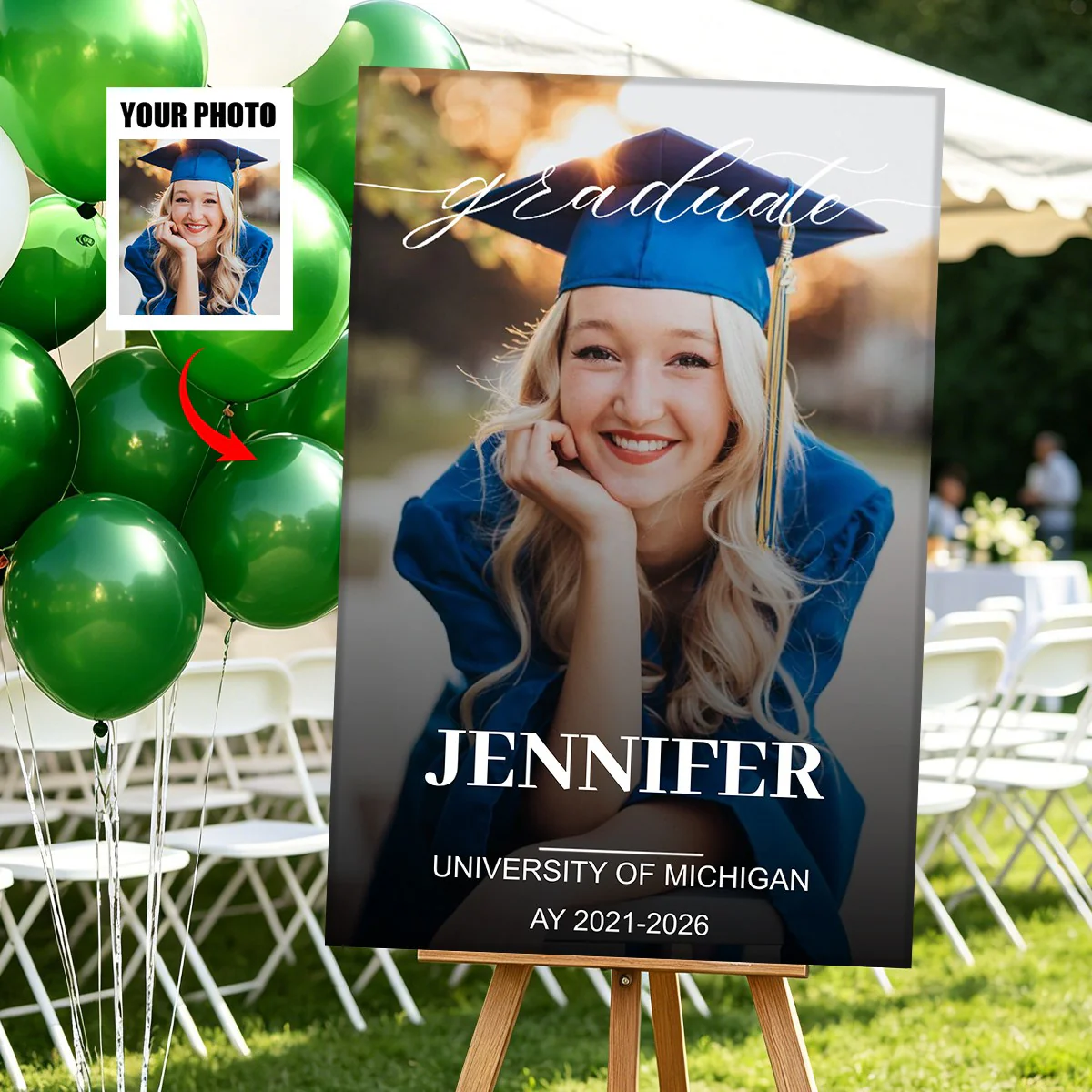 Personalized Custom Photo Graduation Welcome Sign – "Congrats, You Did It!" Welcome Party Decor - Image 4