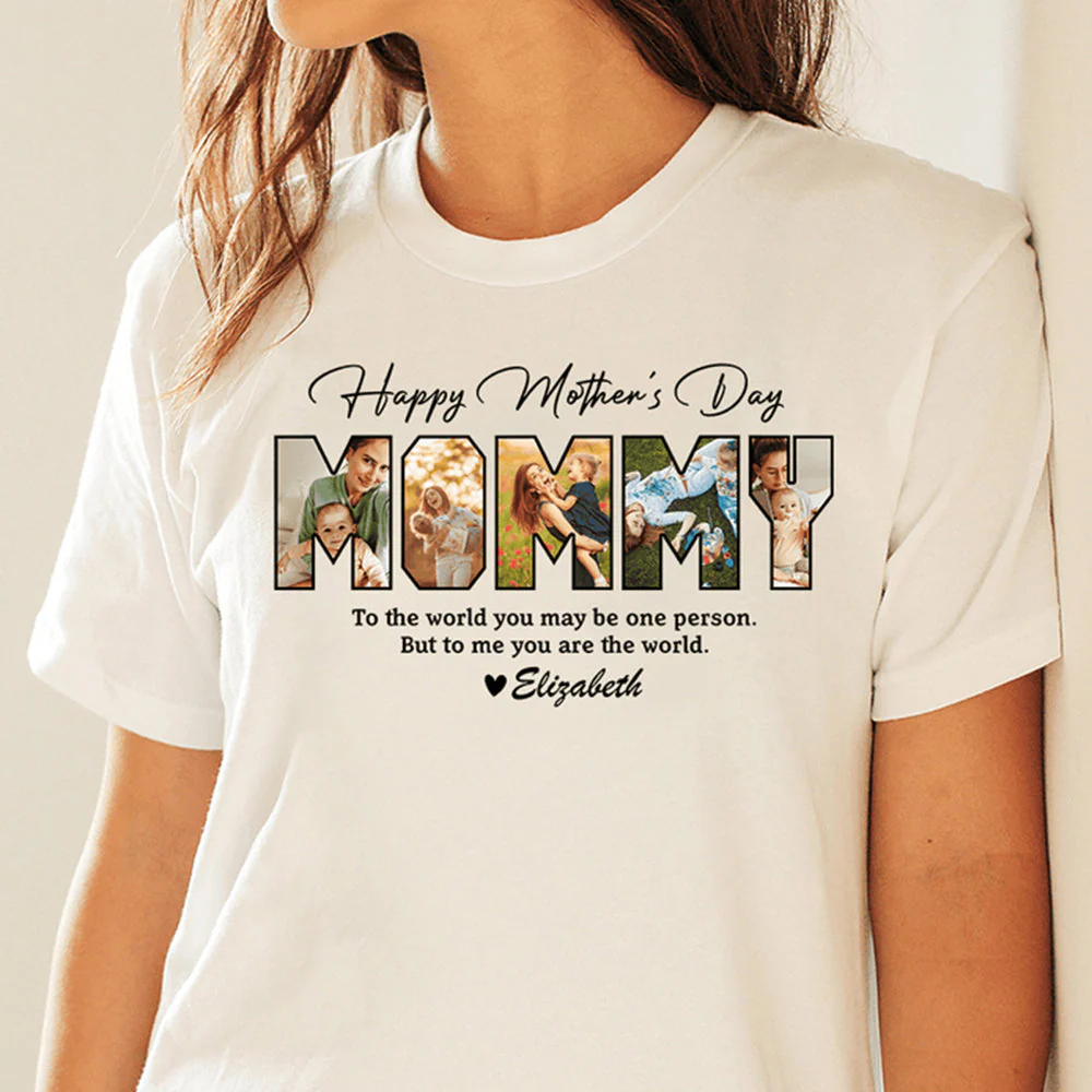 Personalized Custom Photo Happy Mother's Day To My World Bright Shirt - Image 2