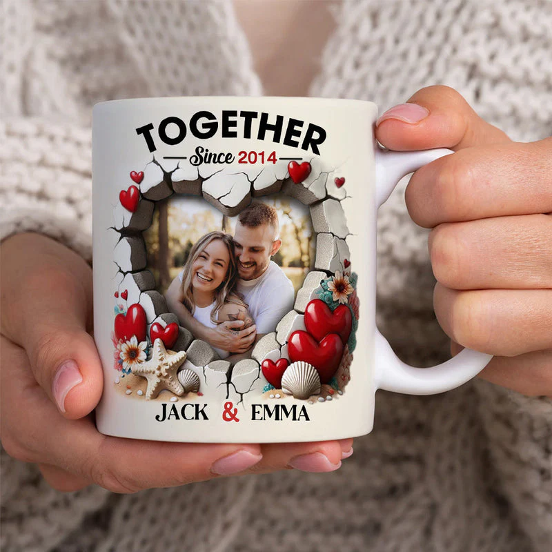 Personalized Custom Photo Heart Mug For Couple - Image 3