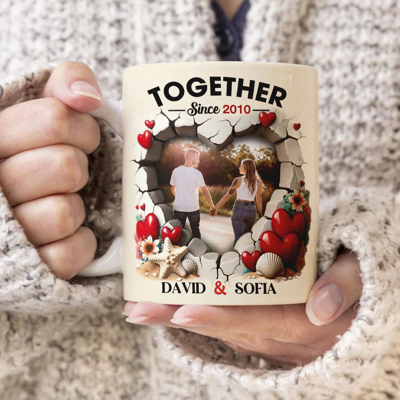 Personalized Custom Photo Heart Mug For Couple - Image 4