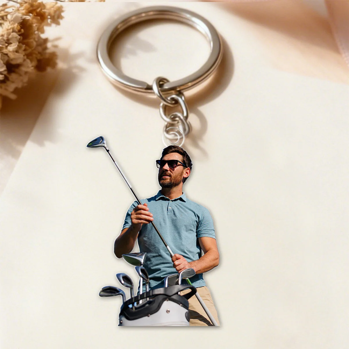 Personalized Custom Photo Keychain, Gift For Dad, Grandpa, Golf Lovers - Image 3