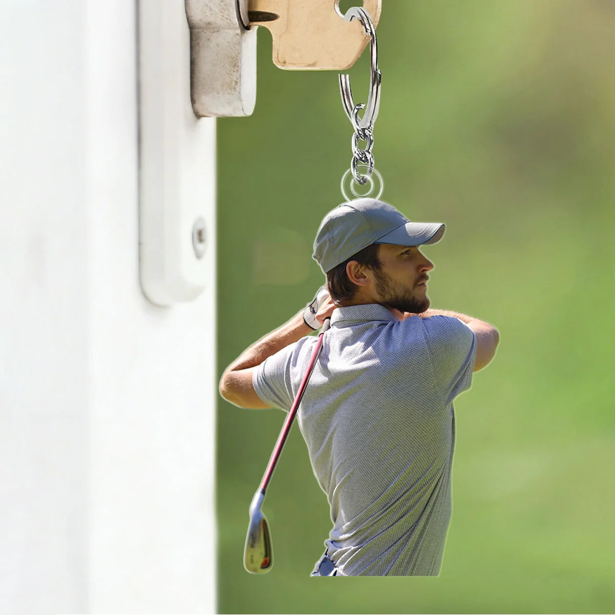Personalized Custom Photo Keychain, Gift For Dad, Grandpa, Golf Lovers - Image 4
