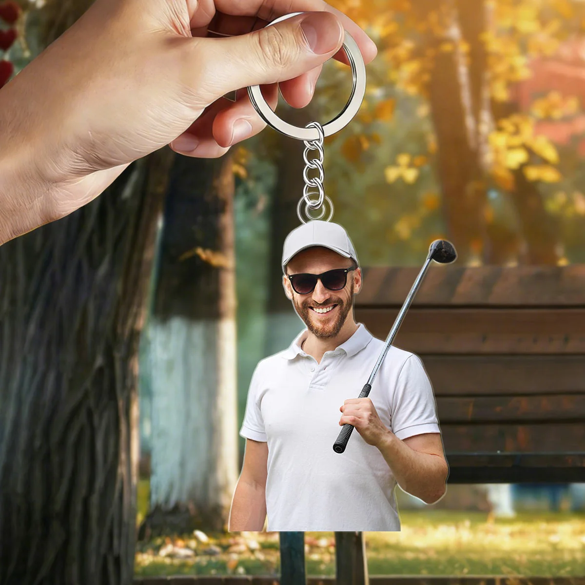Personalized Custom Photo Keychain, Gift For Dad, Grandpa, Golf Lovers - Image 5
