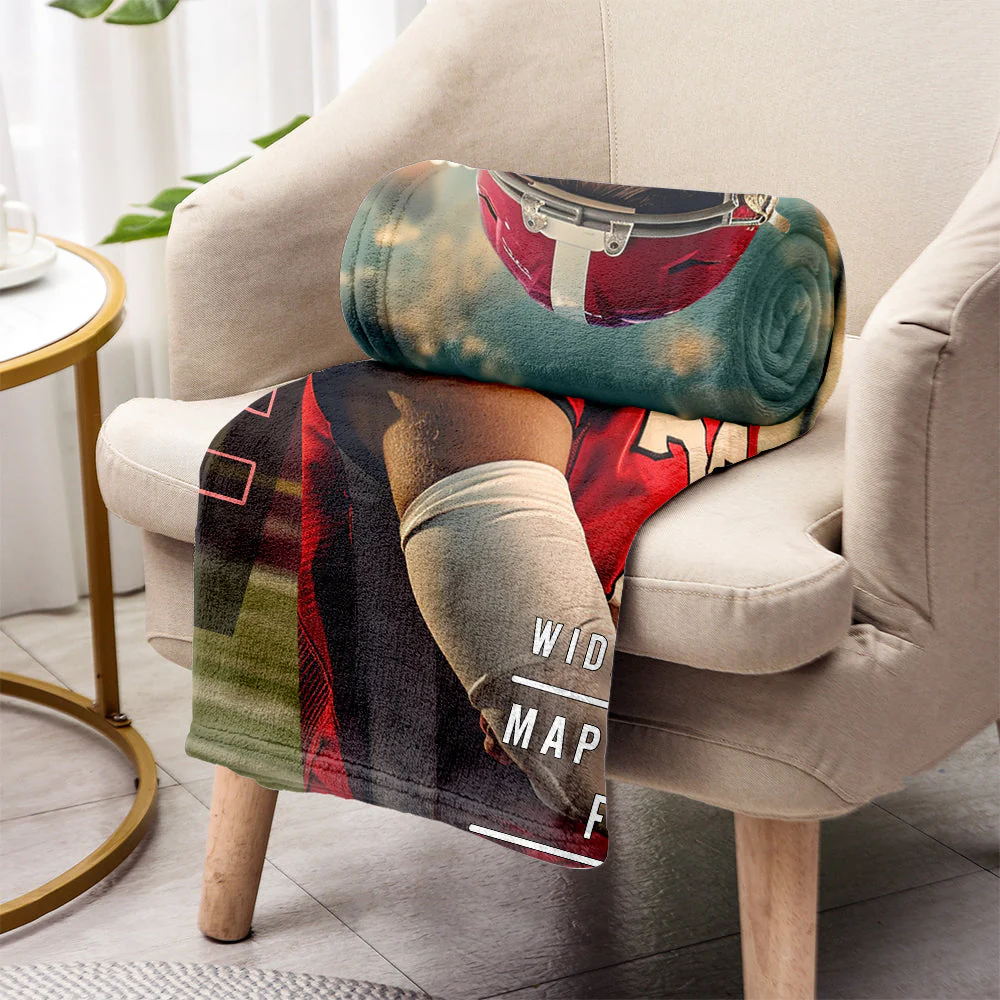 Personalized Photo Name Football Blanket - Image 4