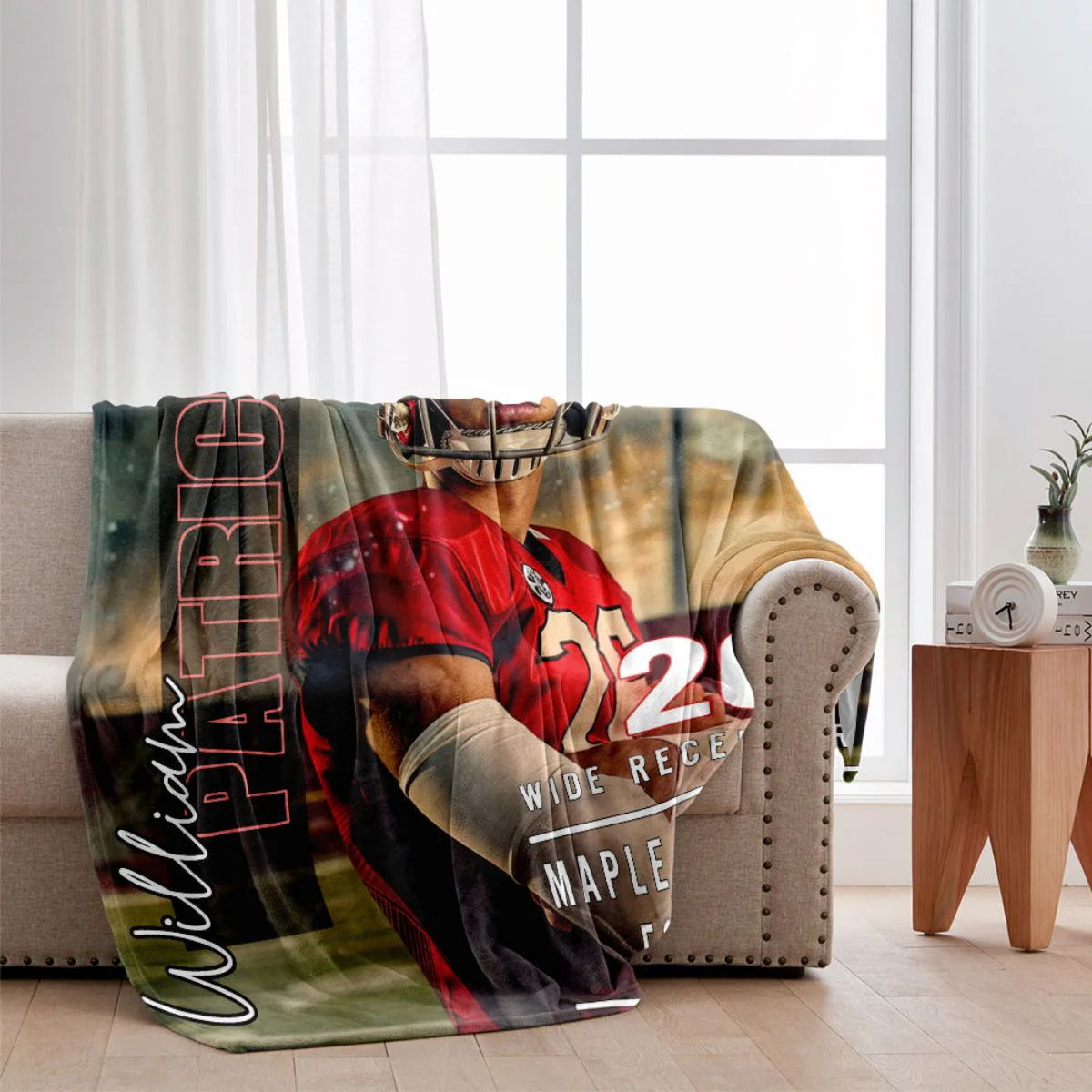 Personalized Photo Name Football Blanket - Image 5