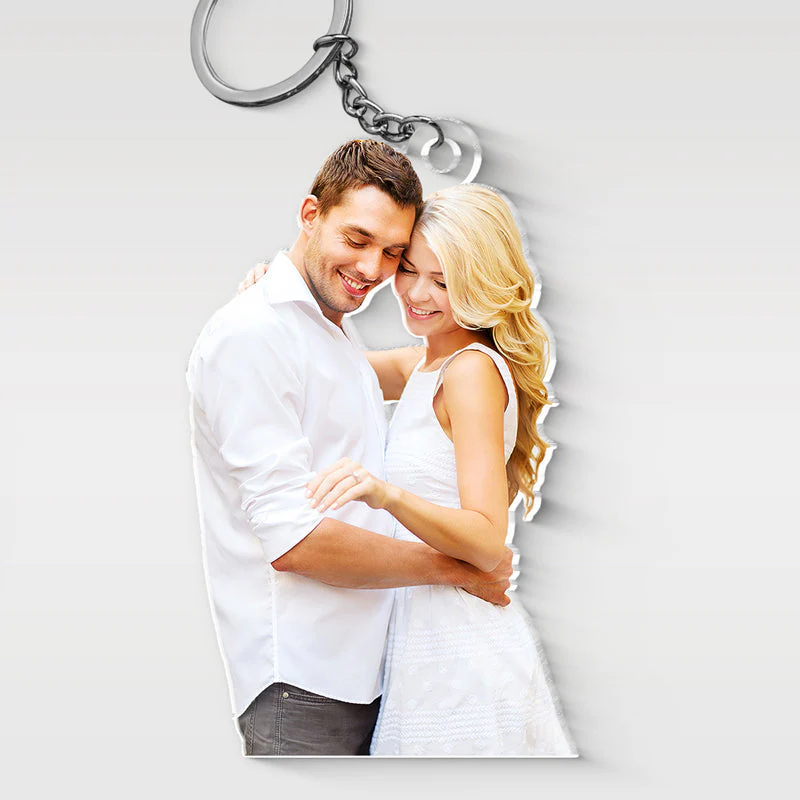 Personalized Custom  Photo Shaped Acrylic Keychain - Gift For Husband Wife, Anniversary - Image 4