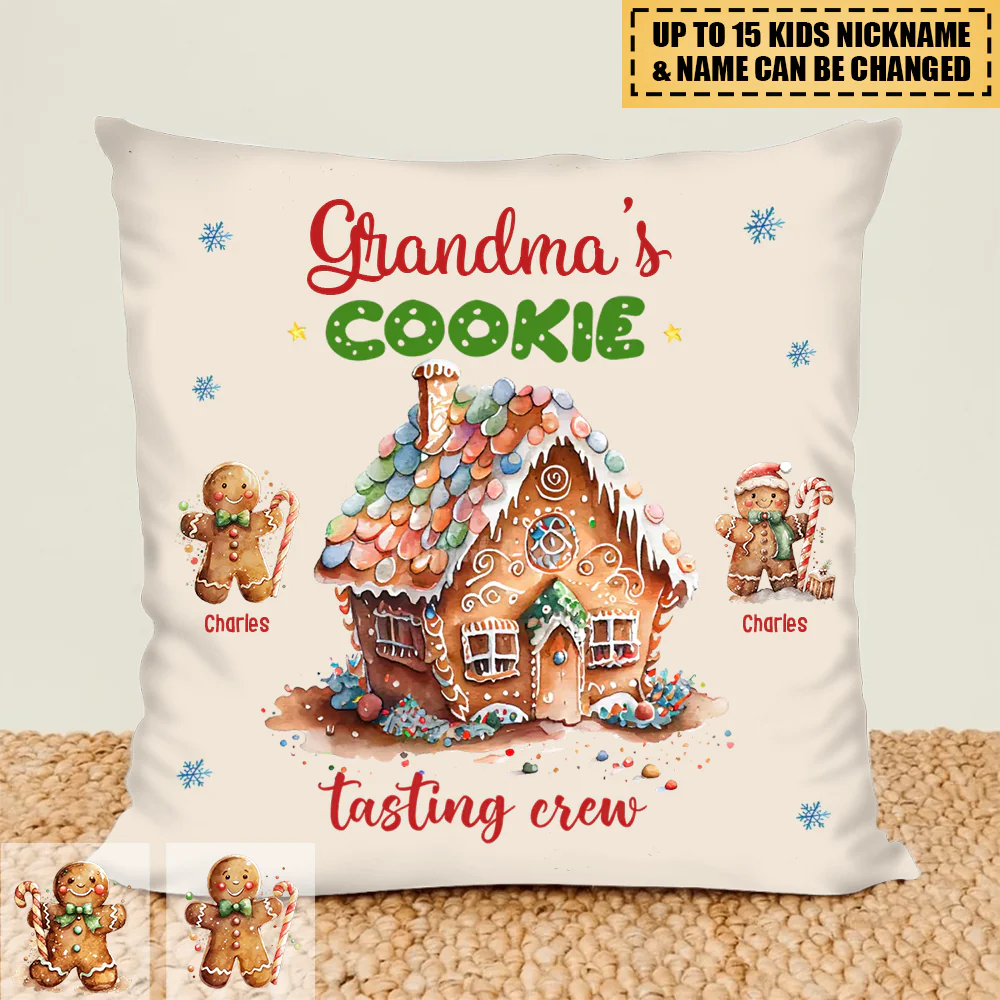 Personalized Custom Pillow Christmas Gift For Grandma Family Members-Grandma's Cookie Tasting Crew - Image 2