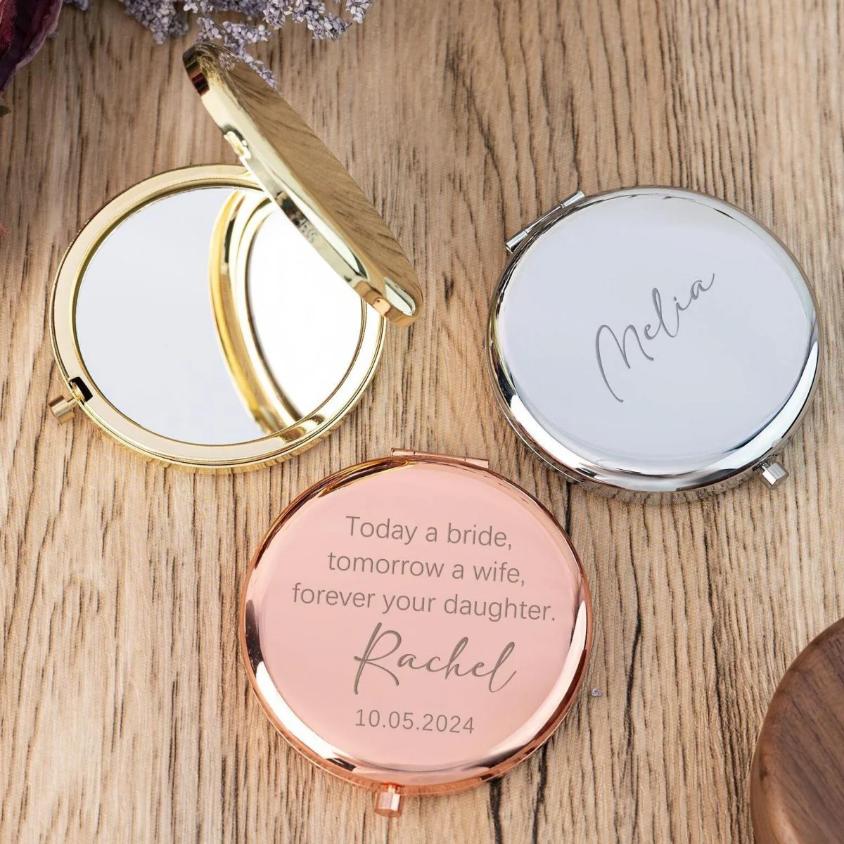 Personalized  Custom Text Compact Mirror - Image 2