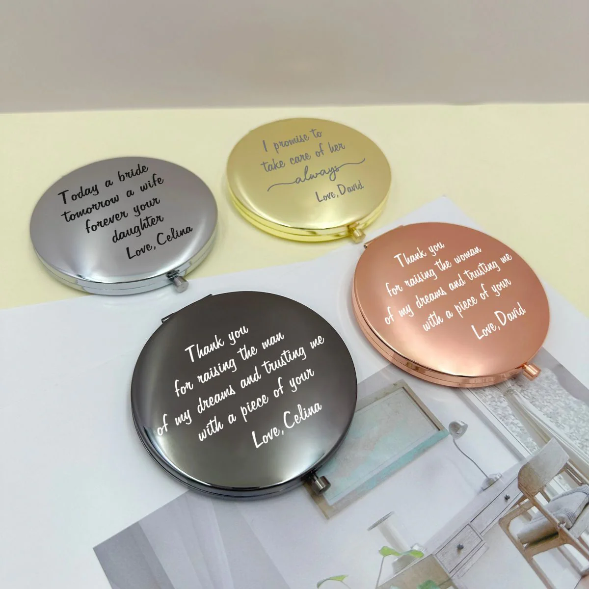 Personalized  Custom Text Compact Mirror - Image 4