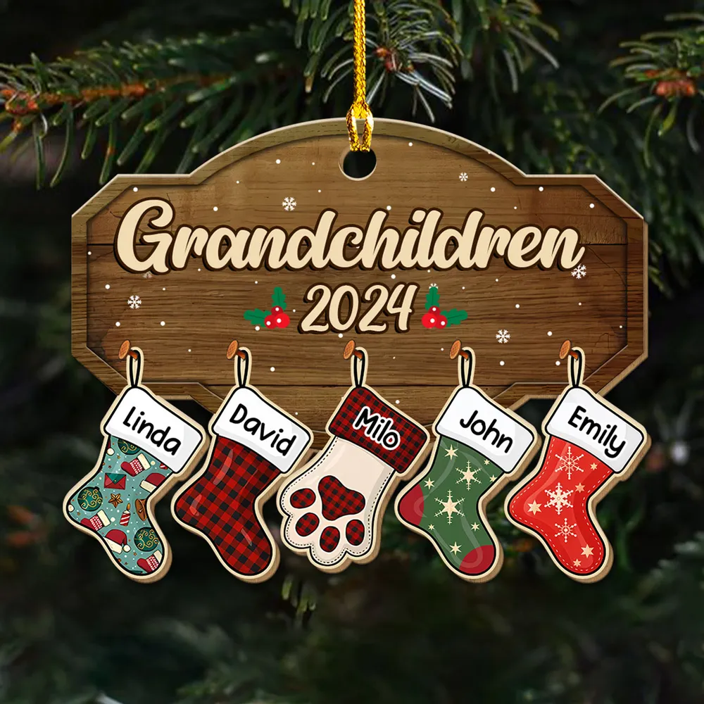 Personalized Custom Wood Ornament-Family Kid Bestie Stockings - Image 3