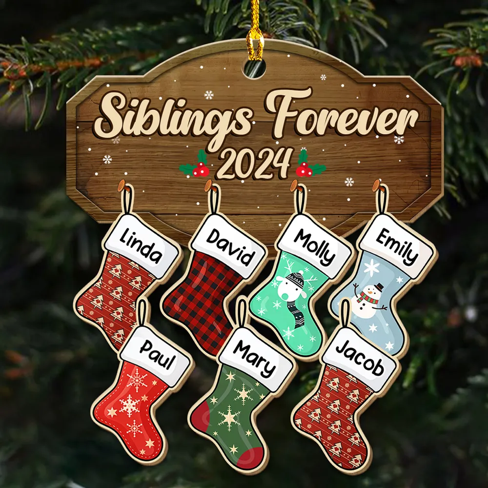 Personalized Custom Wood Ornament-Family Kid Bestie Stockings - Image 4