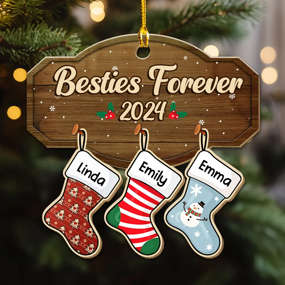 Personalized Custom Wood Ornament-Family Kid Bestie Stockings - Image 5