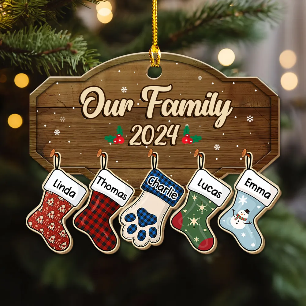 Personalized Custom Wood Ornament-Family Kid Bestie Stockings - Image 6