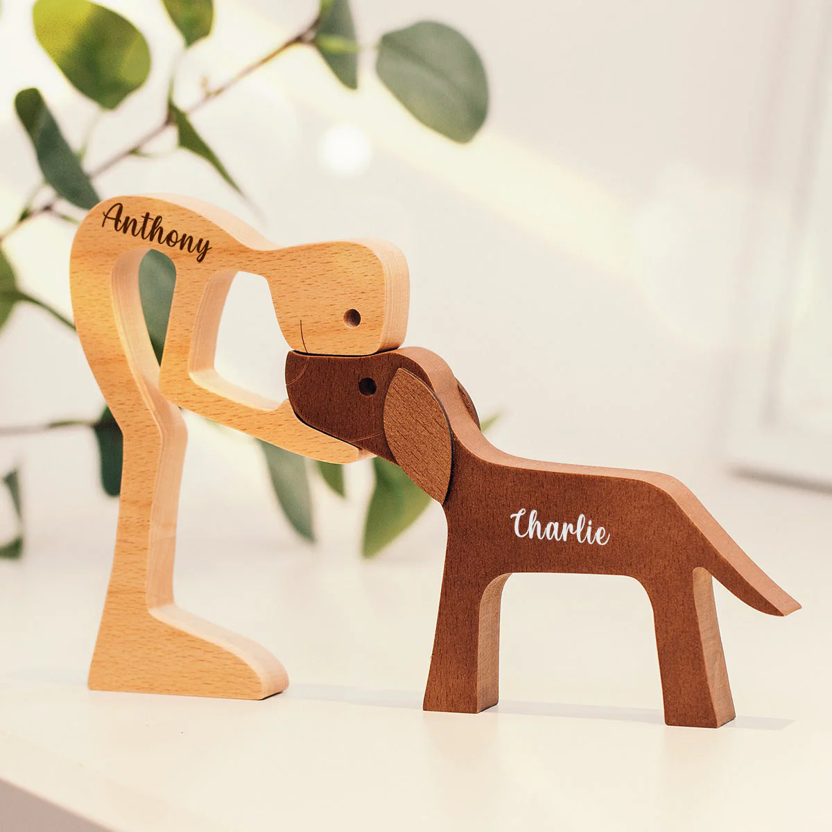 Personalized Custom Wooden Pet Carvings - The Love Between You And Your Fur-Friend - Gift For Pet Lovers - Wood Sculpture Table Ornaments, Carved Wood Decor - Image 2