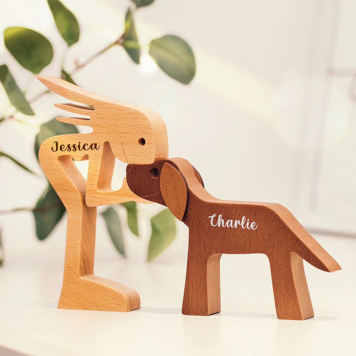 Personalized Custom Wooden Pet Carvings - The Love Between You And Your Fur-Friend - Gift For Pet Lovers - Wood Sculpture Table Ornaments, Carved Wood Decor - Image 4