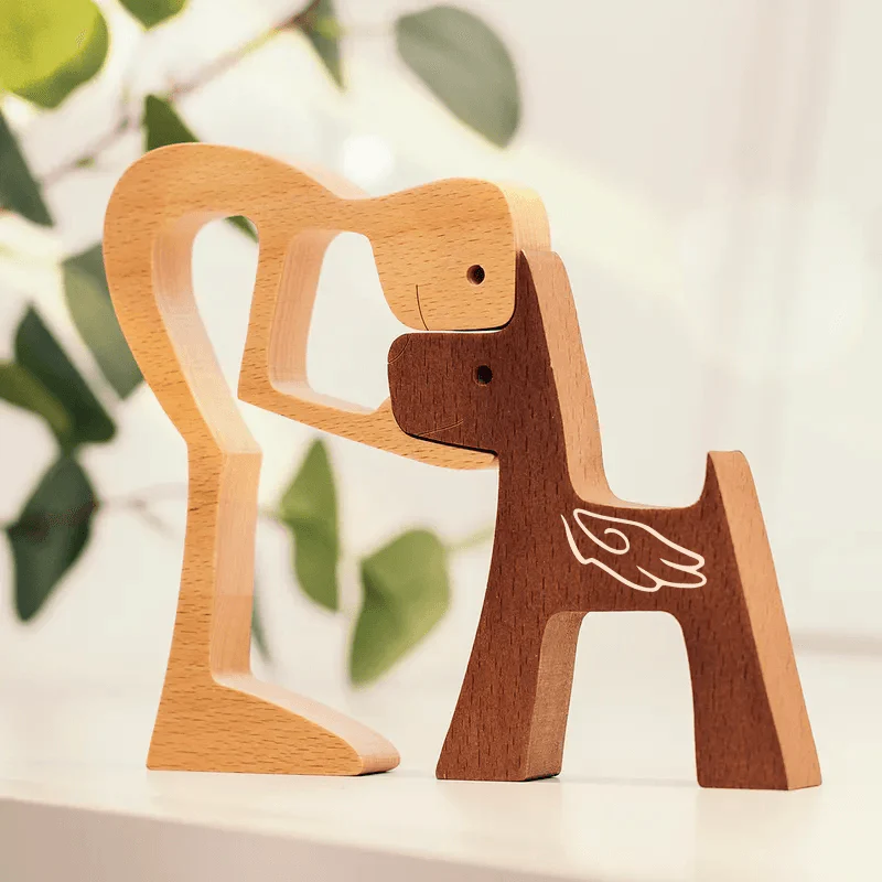Personalized Custom Wooden Pet Carvings - The Love Between You And Your Fur-Friend - Gift For Pet Lovers - Wood Sculpture Table Ornaments, Carved Wood Decor - Image 6