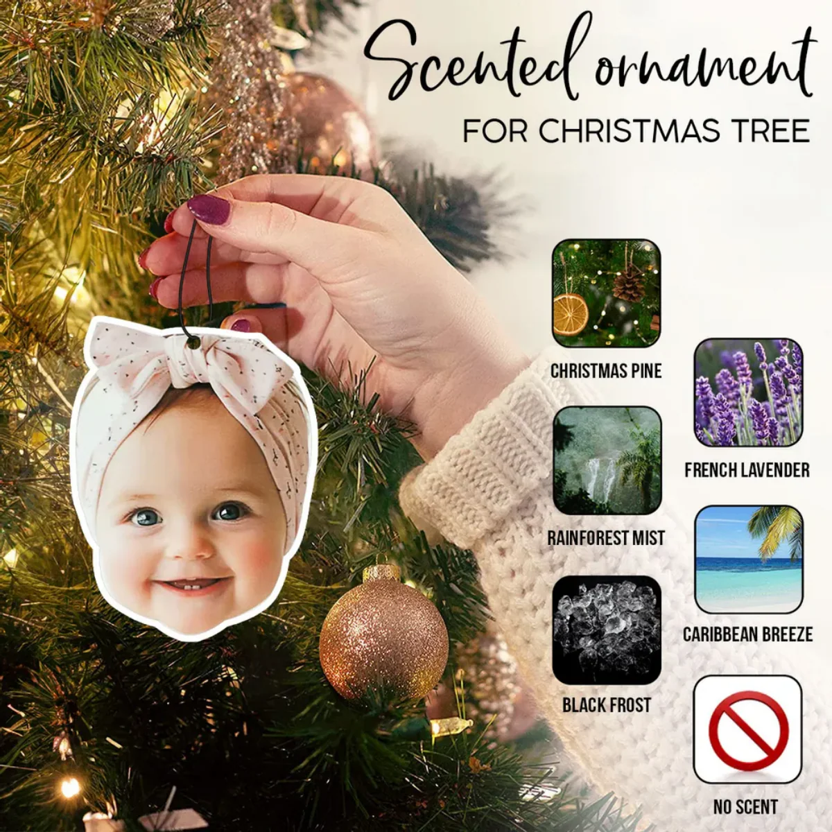 Personalized Cute Baby Face Newborn Scented Christmas Ornament - Image 2