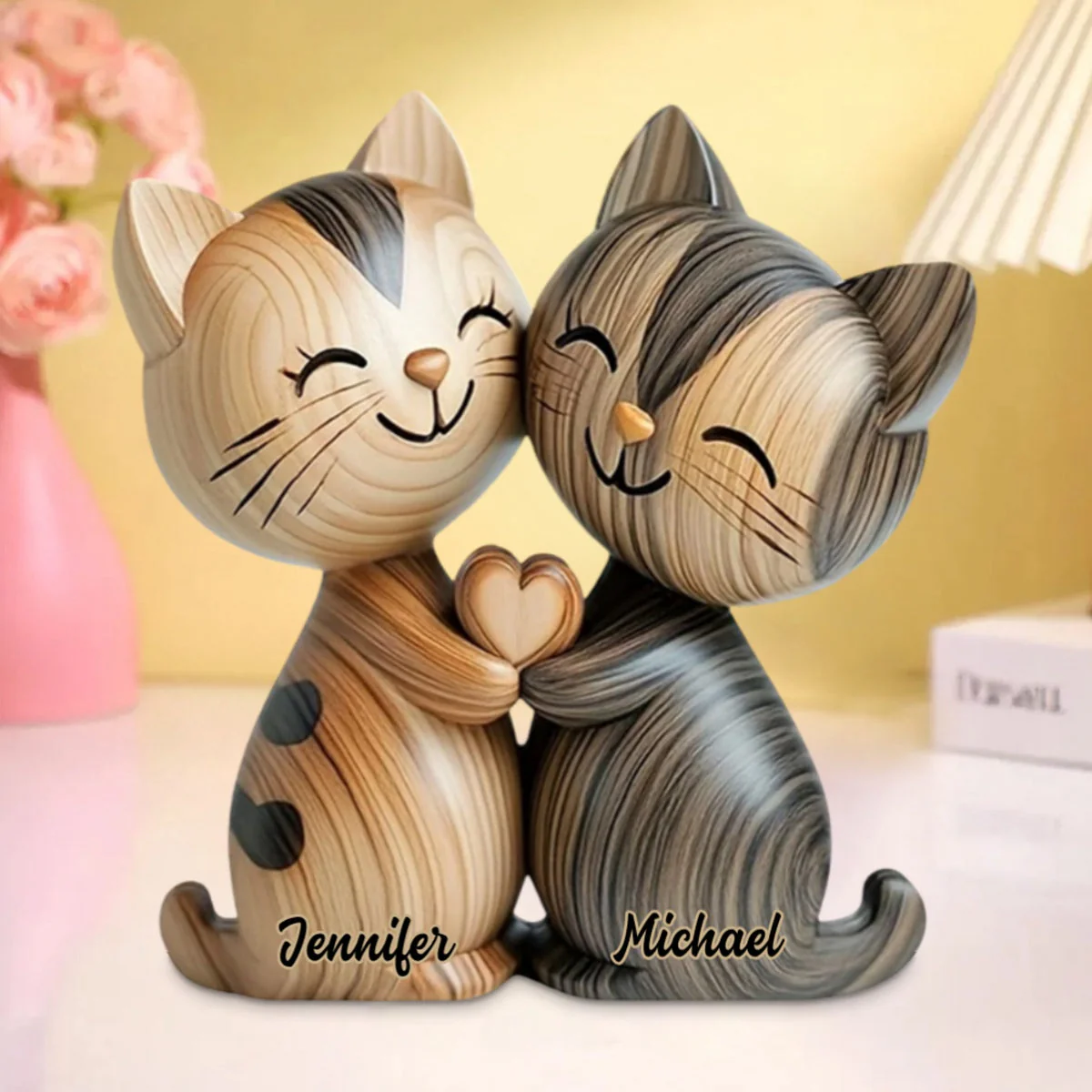 Personalized Cute Cat Couple Custom Shaped Acrylic Plaque - Image 2