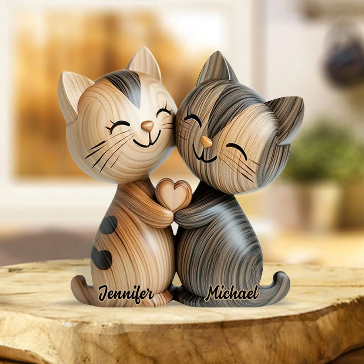Personalized Cute Cat Couple Custom Shaped Acrylic Plaque - Image 3