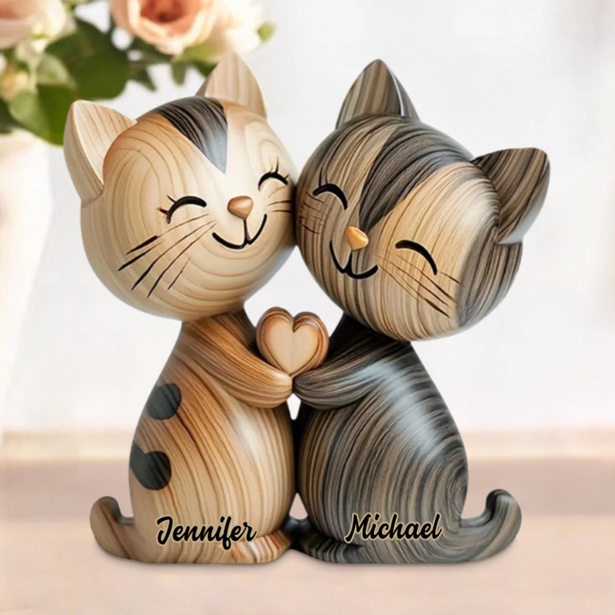 Personalized Cute Cat Couple Custom Shaped Acrylic Plaque - Image 5