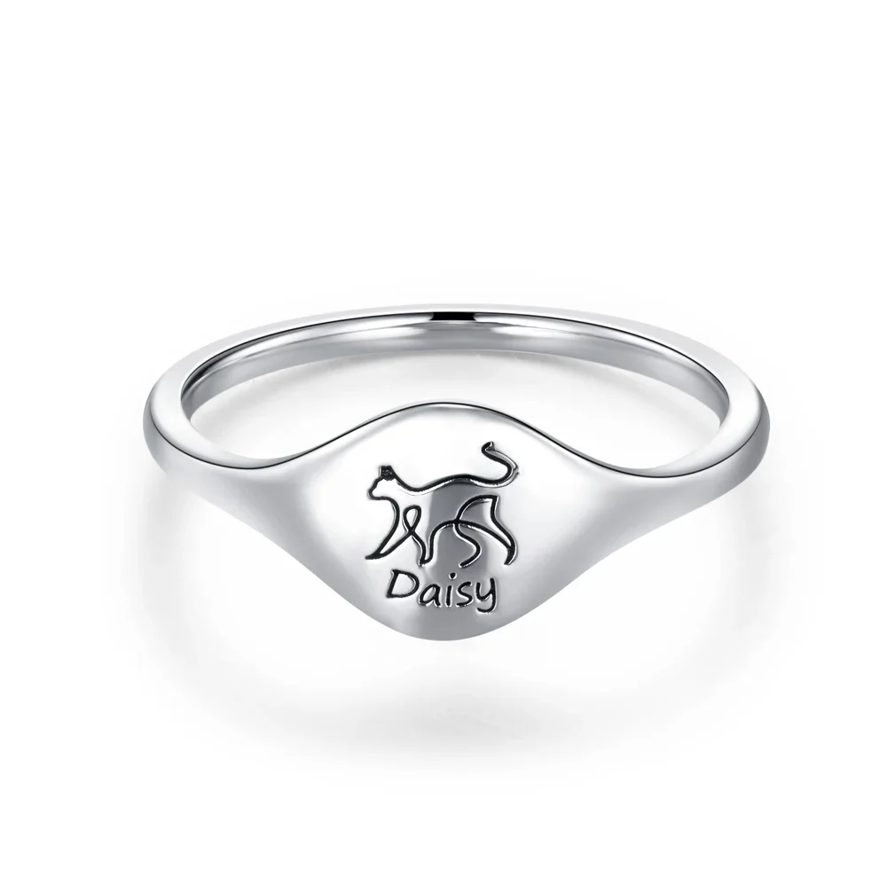 Personalized Cute Cat Dog Rabbit Animal Line Silhouette Ring Birthday Anniversary Gift For Her - Image 7