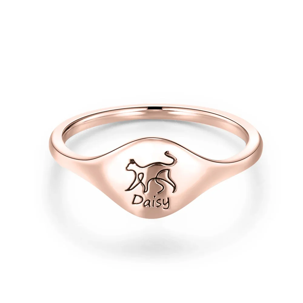 Personalized Cute Cat Dog Rabbit Animal Line Silhouette Ring Birthday Anniversary Gift For Her - Image 8