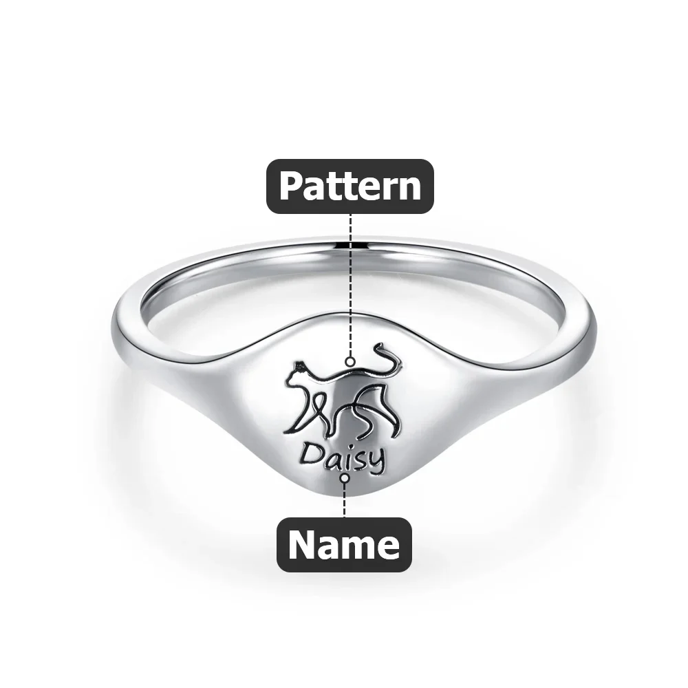 Personalized Cute Cat Dog Rabbit Animal Line Silhouette Ring Birthday Anniversary Gift For Her - Image 9