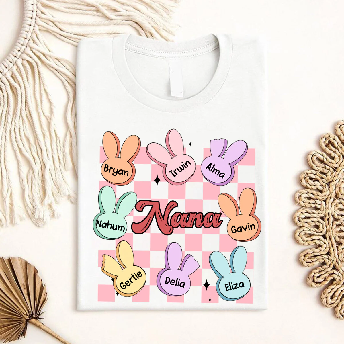Personalized Cute Easter Bunny Candy Pure Cotton T-shirt - Image 2
