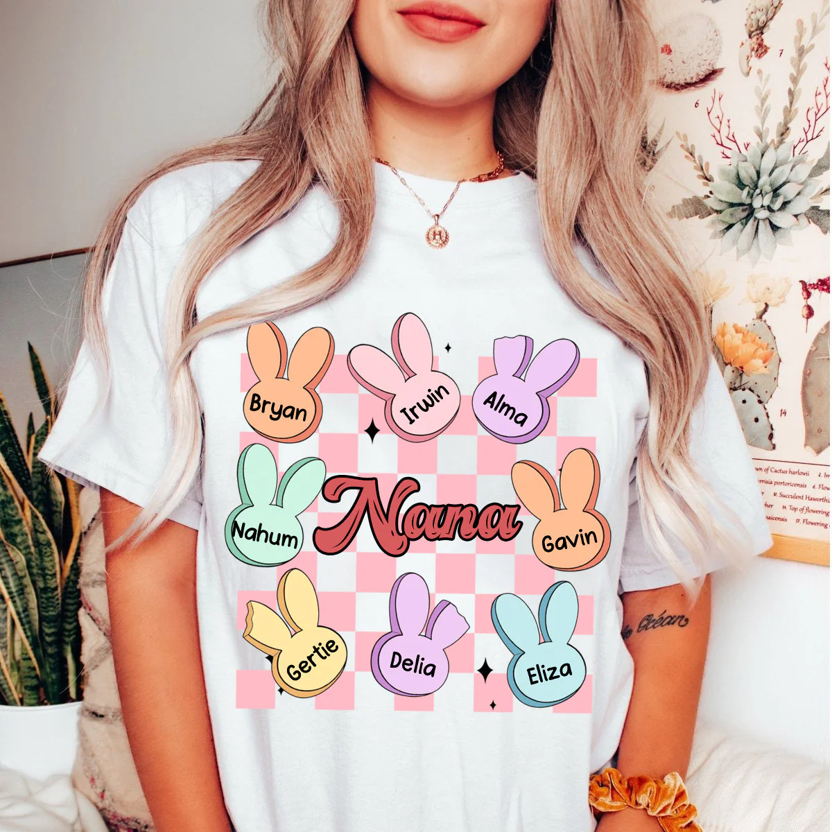 Personalized Cute Easter Bunny Candy Pure Cotton T-shirt - Image 3