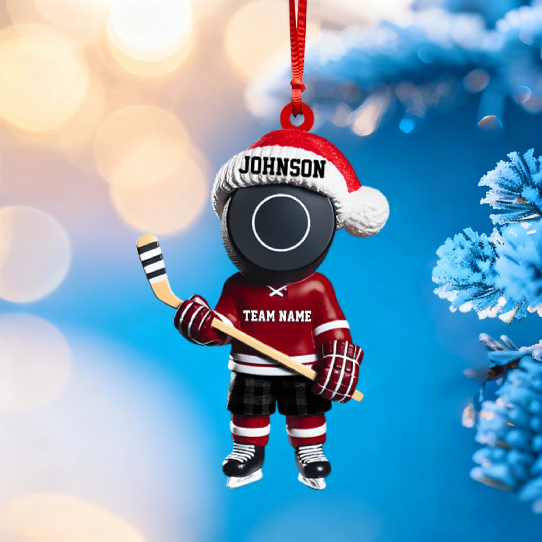 Personalized Cute Hockey Christmas Ornament - Image 3