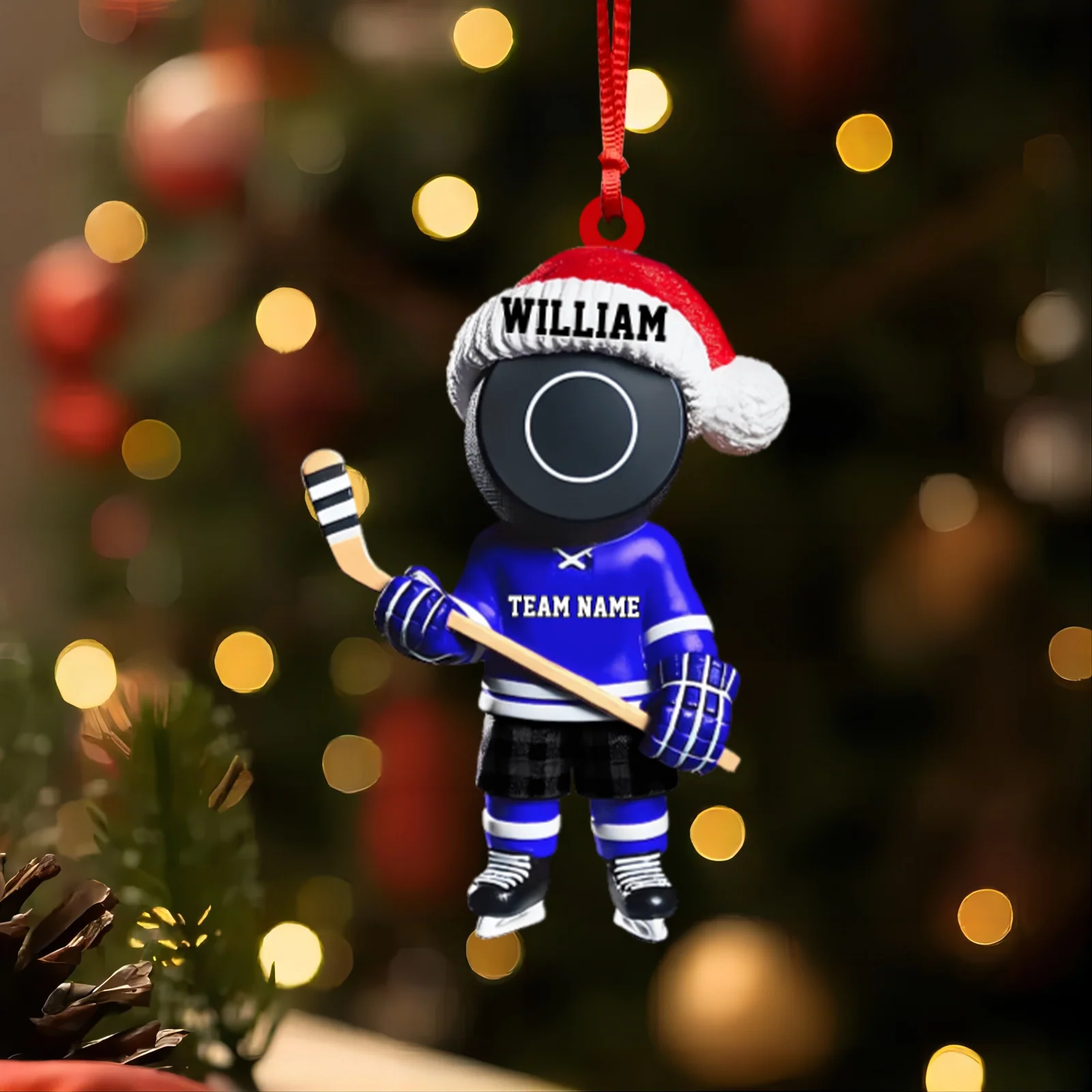 Personalized Cute Hockey Christmas Ornament - Image 4