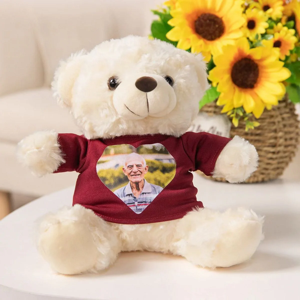 Personalized Cute Plush Stuffed Memory Bear with Heart Photo Shirt or Hoodie Memorial Gift - Image 3