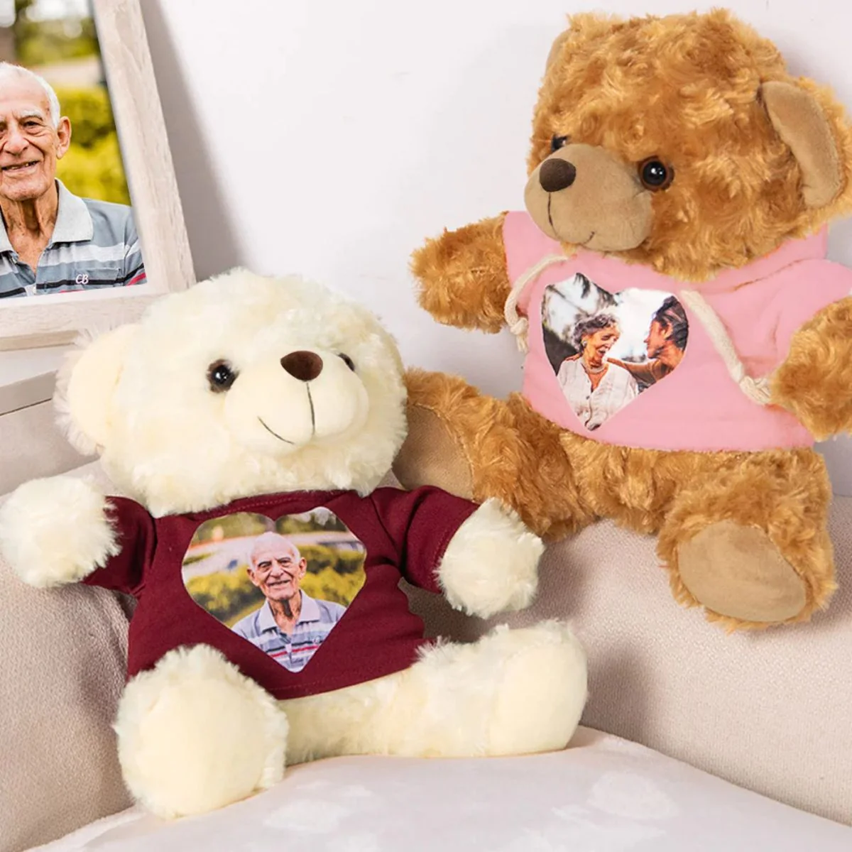 Personalized Cute Plush Stuffed Memory Bear with Heart Photo Shirt or Hoodie Memorial Gift - Image 5