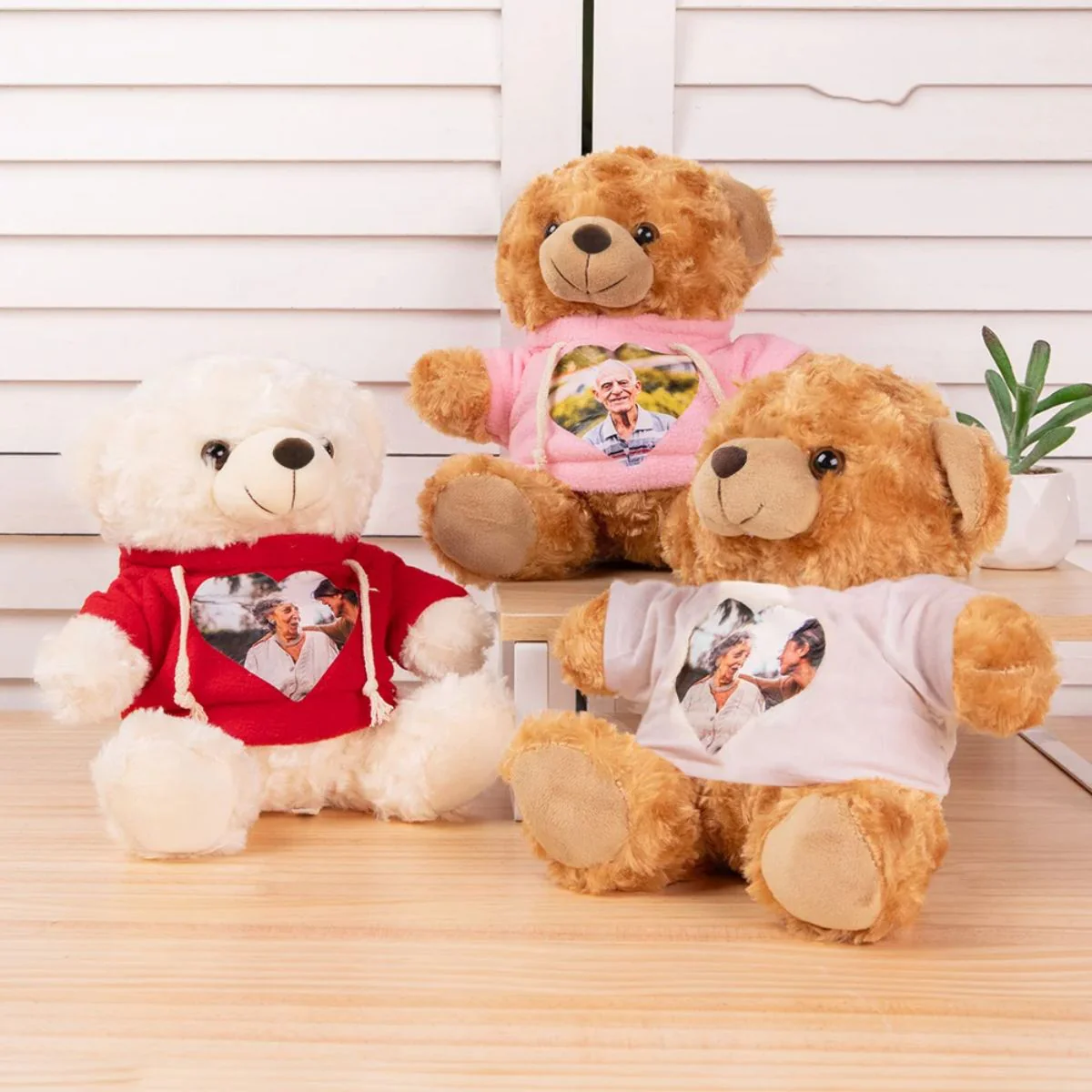 Personalized Cute Plush Stuffed Memory Bear with Heart Photo Shirt or Hoodie Memorial Gift - Image 6